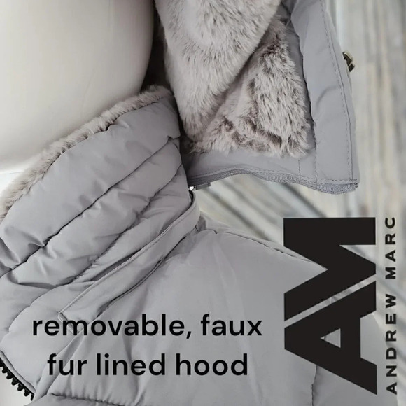 Andrew Marc | Hooded Long Stretch Parka | Sorona Fill | Grey | NWT - Picture 2 of 9